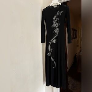 Bebe | Y2K 90s Mesh maxi dress long sleeves Dragon Print